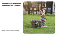 Hare Statue Planter Cute Hare Planter Bunny Flower Pot for Balcony, Patio, Lawn