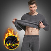 Men's Thermal Underwear Set Fleece Lined Crew Neck Long Johns