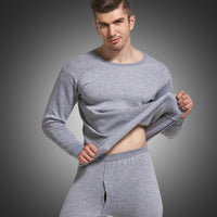 Men's Thermal Underwear Set Fleece Lined Crew Neck Long Johns
