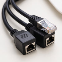 One-to-Two RJ45 Splitter Cable Shielded Ethernet Adapter Cable Wired Networking Equipment Pure Copper for Office Wiring