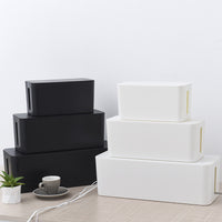 Cable Management Box with Wooden Lid for Desk Power Strip Organizer