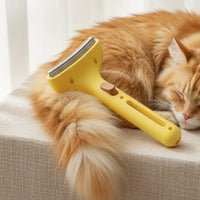 Thinning Comb Fine-Tooth Comb with Curved Head Self-Cleaning Pet Brush Stainless Steel Handheld for Long-Haired Pets, Deshedding