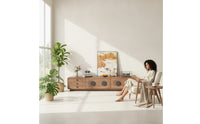 TV Cabinet with Drawers Low-Profile TV Stand Rounded-Edge Media Console for Living Room