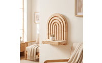 Wooden Shelf with Rainbow Arch Decorative Arch Wall Shelf Bohemian Furniture for Bedroom, Living Room, Entryway