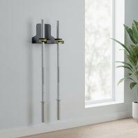 Bar Wall Rack Multi-Slot Metal Rack with Cradles Wall Mount Bar Hanger Compact Barbell Holder Space-Saving for Home Gym Owners