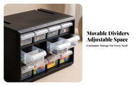 Transparent-Front 12-Drawer Parts Organizer Pull-out Drawers Small Parts Storage Cabinet Compact 12-Drawer Organizer Customizable Sorting for Electronics Hobbyists, DIYers, Workshop, Garage