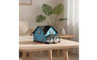 Model House with Porch Finished Scale Model House Detailed for Collectors