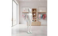 Child Mannequin with Transparent Base Standing Faceless Child Mannequin Matte Finish Display Form for Studios
