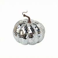 Mirrored Pumpkin Ornament Silver Mosaic Pumpkin Glass Look for Photo Props