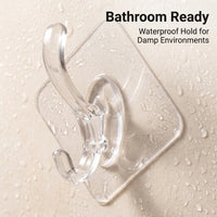 Bedroom and Closet Organization Multi-Hook Strip Hook for Students, Transparent Sticky for Bathroom with Strong Grip