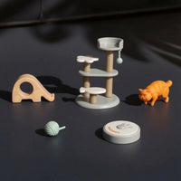 5 Pieces Compact Miniature Pet Scene Sturdy Cat Playset Plastic Pet Playset Safe for Collectors, Desk Decor