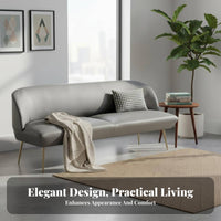 Vintage Design olive Retro Settee space-saving Size Upholstered 2-Seater Oil Wax Finish Loveseat Minimalist design for Apartment Dwellers, Boutique Owners, Students
