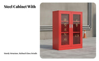 Cold-Rolled Steel Fire Equipment Storage Cabinet Heavy-Duty Construction Emergency Action Station Large Capacity Fire Safety Tool Cabinet Lockable for Industrial Workers, Property Managers, Gas Stations, Factories, Workshops, Warehouses