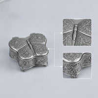 Metal Butterfly Jewelry Box Floral Jewelry Box with Hinged Lid Lined Elegant for Dresser