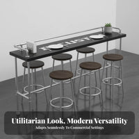 warehouse-inspired design Long Bar Table Dense Wood Top Pub Counter Iron Frame Indoor Furniture for Business Owners, Homeowners, Cafe, Restaurant, Small Spaces