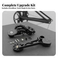 Folding Bike Rear Derailleur Kit Aluminum Alloy Rear Derailleur Chain Tensi Complete R Combo Multi-Speed Conversion Bike Gear Upgrade Kit