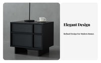 Minimalist Design Black Two-Drawer End Table Sturdy Construction Nightstand Long-Lasting Bedroom Furniture Multi-Purpose for Apartment Dwellers, Homeowners, College Students, Home, Living Room, Entryway, Office