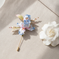 Handmade Silk Velvet Iris Brooch / Hair Clip - Intangible Cultural Heritage Craft
