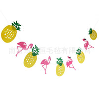 Tropical Flamingo Pineapple Cactus Non-Woven Birthday Banner Garland