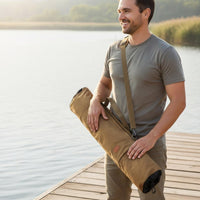 Lightweight Canvas Fishing Rod Bag Large Capacity Fishing Pole Storage Bag Wear-Resistant Adjustable Strap for Outdoor, Travel