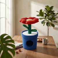 Flower Pot Pet House Enclosed Cat House with Scratching Post Cozy for Small Dogs