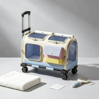 Cat Carrier with Wheels Foldable Wheeled Cat Carrier Breathable Pet Rolling Suitcase for Cats, Small Dogs