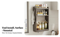 Drillno-Drill Installation Wall-Mounted Seasoning Rack Multi-Functional Design Kitchen Organizer Easy to Assemble Organizing Shelf Large Capacity for Home Cooks, Homeowners, Families, Pantry, Cabinet, Countertop