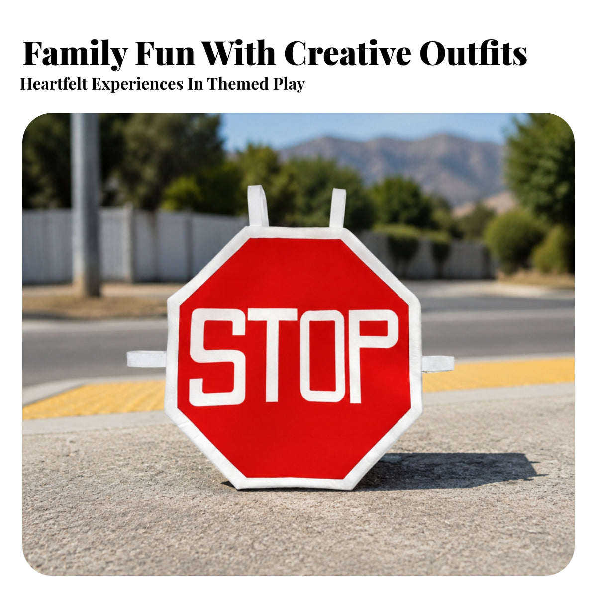 Red Octagonal Stop Sign Role-Play Tabard White Border Stop Sign Tabard Sleeveless Dress-up Item Side Ties for Children, Party, Stage