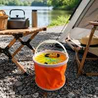 Livewell Bucket, Water Fetching, Folding Bucket, Metal Handle, Mesh Lid, Portable, Random Color