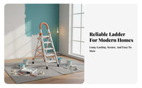 Foldable Folding Step Ladder Space-Saving Multi-Purpose Folding Ladder Anti-Slip Steps Portable Step Stool with Handle Stable for Homeowners, Adults, DIY Enthusiasts, Indoor, Kitchen, Garage, Garden