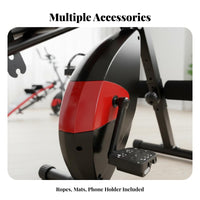 Resistance Multifunctional Exercise Bike Quiet Operation Stationary Bike Sit-up Bench Space Saving All-in-Single Home Workout Machine Adjustable Seat and Backrest for Men, Women