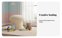 Cozy Aesthetic Toadstool Stool Comfortable Cushion Toadstool Pouf Teddy Material Upholstery Low Seat Soft Hint for Home Decorators, Design Enthusiasts, Entryway, child's Room, Bedroom, Playroom