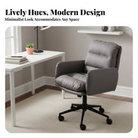 Height Adjustable Armless Upholstered Rolling Chair Ergonomic spine Support Desk Seat 360-Degree rotate Office Furniture contourd spinerest for Students, Home Workers, Adults, Study Room, Nail Salon, Bedroom