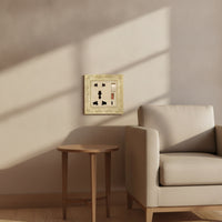 Antique Gold Decorative Outlet Panel Ornate Retro Socket Plate Vintage Embossed Wall Plate Metal for Interior Designers, Homeowners, Living Room, Bedroom, Hotel