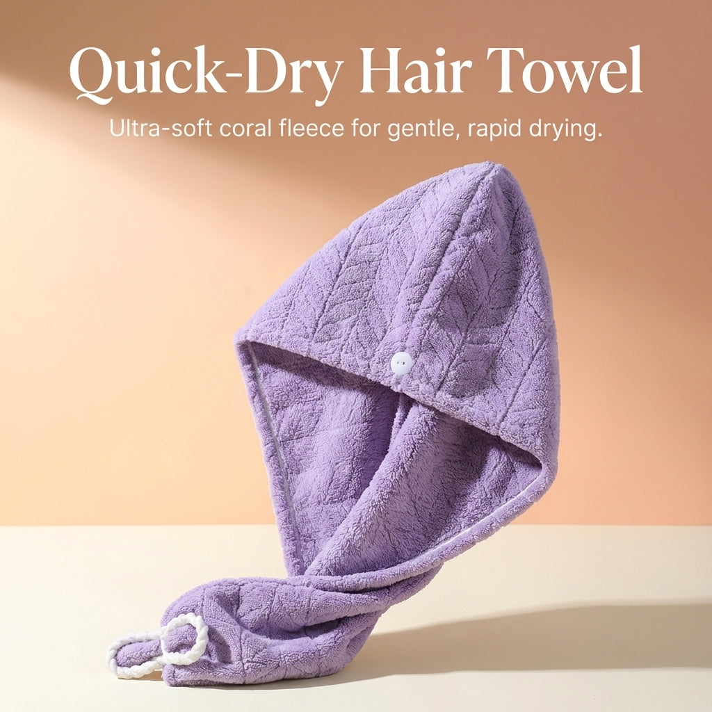 Drying Towel Wrap Turban for Women, Super Absorbent Rapid Microfiber, Anti Frizz Breathable Fleece for Adults