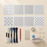 Reusable Sashiko Embroidery Template Kit Beginner-Friendly Sashiko Embroidery Kit Heat-Erasable Visible-Mending for Sewing Enthusiasts, Beginners, Crafters, Craft Classes, Home