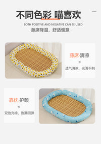 Round Cat Bed with Ice Silk Mat for Small Dogs, Suitable for Spring