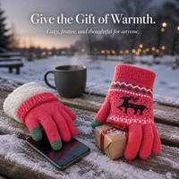 Winter Knitted Deer Pattern Touchscreen Gloves for Men and Women, Double-Layer Plush Lined Warm Cycling Gloves