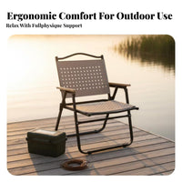 Foldable Classic Foldingdesign Folding Chair Long-Lasting Low-Slung Camp Armchair Weather-Resistant Portable Seat Lightweight for Campers, Anglers, Picnickers, Camping, Picnics, Fishing, Backyard