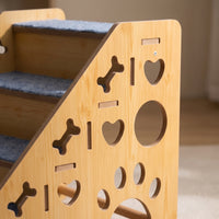 Wooden Pet Staircase Carpeted Dog Steps with Carpet Sturdy Furniture for Older Pets, Sofa