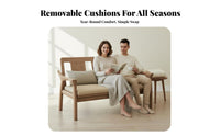 Wooden Frame Three-Seater Nordic aesthetic 3-Seater Upholstered Couch Small Apartment space-saving Sofa for Homeowners, Adults, Living Room, Home, Lounge Area