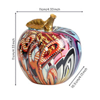Apple Ornament Graffiti Apple Sculpture Fruit Figurine Multicolor Fruit Sculpture Glossy for Art Lovers, Living Room, Entryway