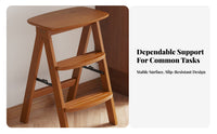 Foldable 3-Step Folding Stool Multipurpose 3-Step Stepladder Multi-Purpose Household Furniture Space-Saving Design for Homeowners, Seniors, Kitchen, Living Room, Closet, Office