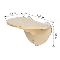 Cat Hammock Window Perch with Suction Cup Cat Bed, Solid Wood Half-Elliptical Perch for Indoor Sunbathing Viewing, Simple Style Fixed Perch
