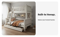Solid Wood Kids Bunk Bed Space Saving Solid Wood Bunk Bed High Guardrails Bedroom Furniture for Children, Siblings, Small Apartment, Guest Room