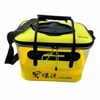 Foldable Fishing Pail Breathable Mesh Lid Foam Material Fishing Pail Transparent Foam Material Catch Pail Aerator Pump Hole