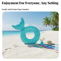 Mermaid Tail Swim Tube Instagrammable Mermaid Tail Pool Accessory Whimsical Design Fish Scale Pattern Pool Tube for Kids, Adults, Beach, Vacation