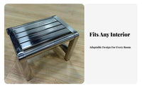 Long-Lasting Metal Frame Stool Armless Design Slatted Metal Stool Heavy Duty Household Furniture Anti-Slip Feet for Homeowners, Children, Bathroom, Dormitory, Living Room, Workshop