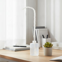Narrow-Spout Press Watering Bottle with Bent Neck Translucent Press Bottle with Long Nozzle Visible Markings Sturdy for Tight Growing Areas