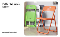Foldable Fold-up Chair with Backrest Space-Saving Collapsible Chair with Back Support Stackable Folding Stool Compact Storage for Homeowners, Event Planners, Dining Room, Office, Events, Queuing